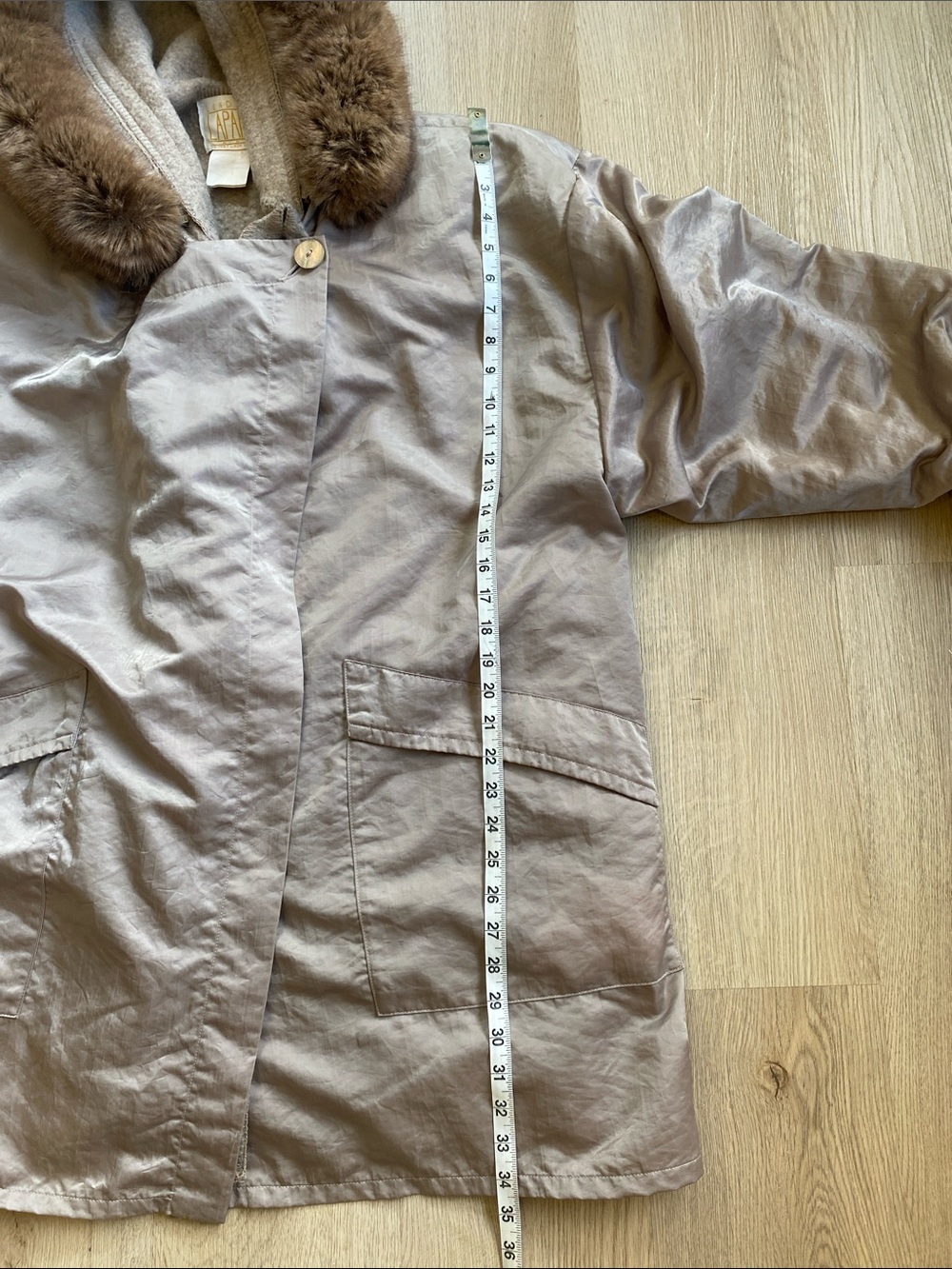 Vintage Linda Lundström La Parka 3-in-1 Coat Heather Grey Taupe Minimalist Small - Picture 13 of 14